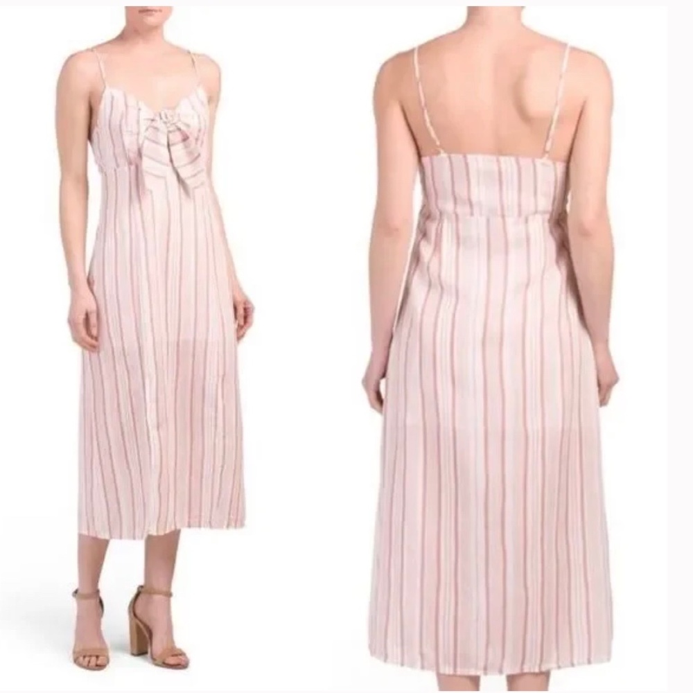 Morrisday The Label Pink Striped Midi Dress